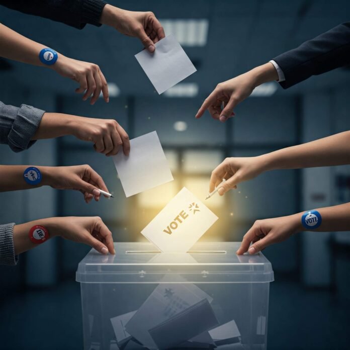 Diverse hands voting: Why Voting Still Matters in 2025.