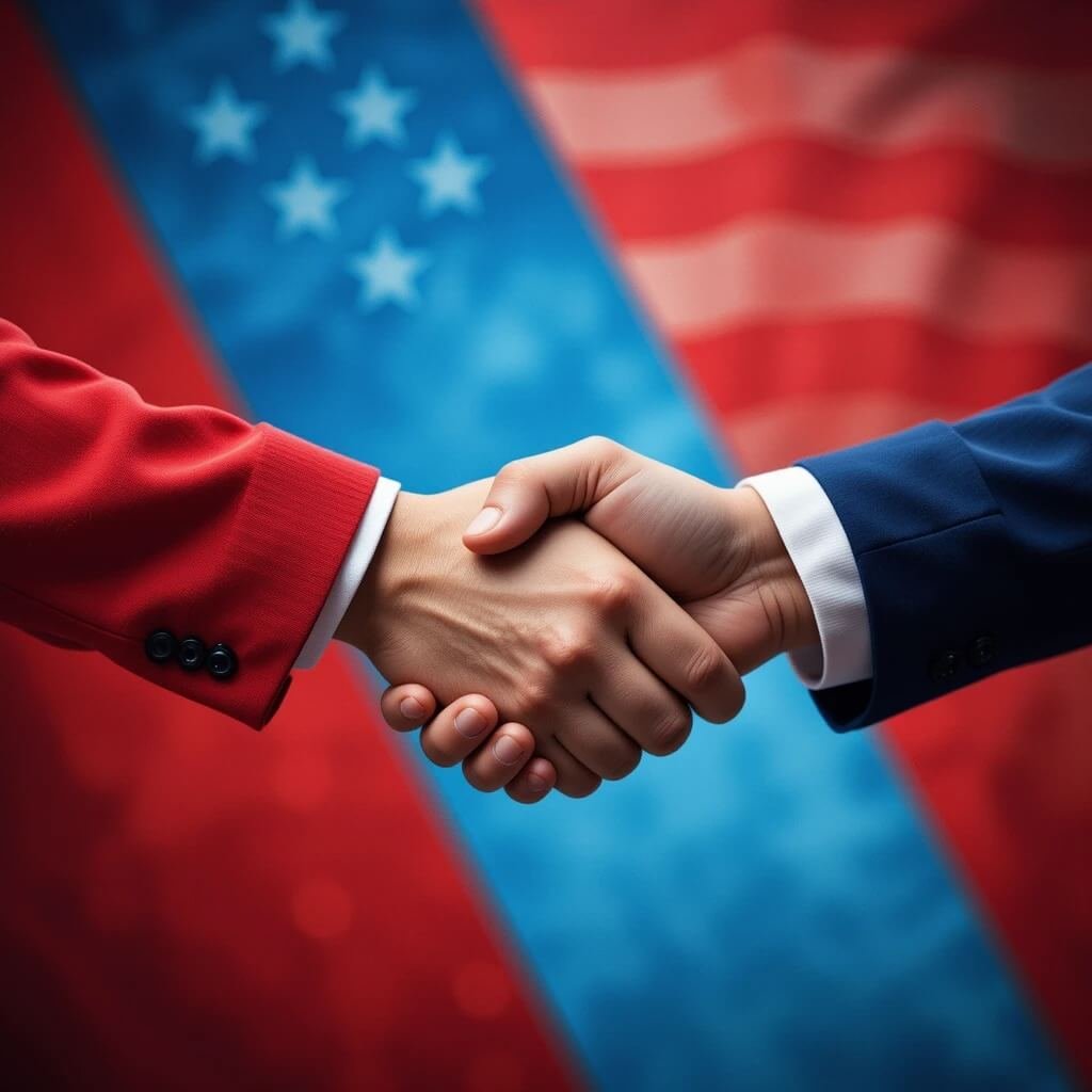 Split Background with Handshake