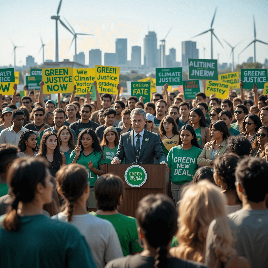 Green Party supporters rally for climate action in 2025, showcasing voter enthusiasm.