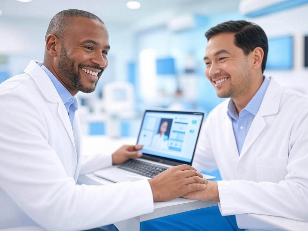 Insert high-resolution image of a doctor conducting a telehealth session, highlighting modern healthcare solutions.
