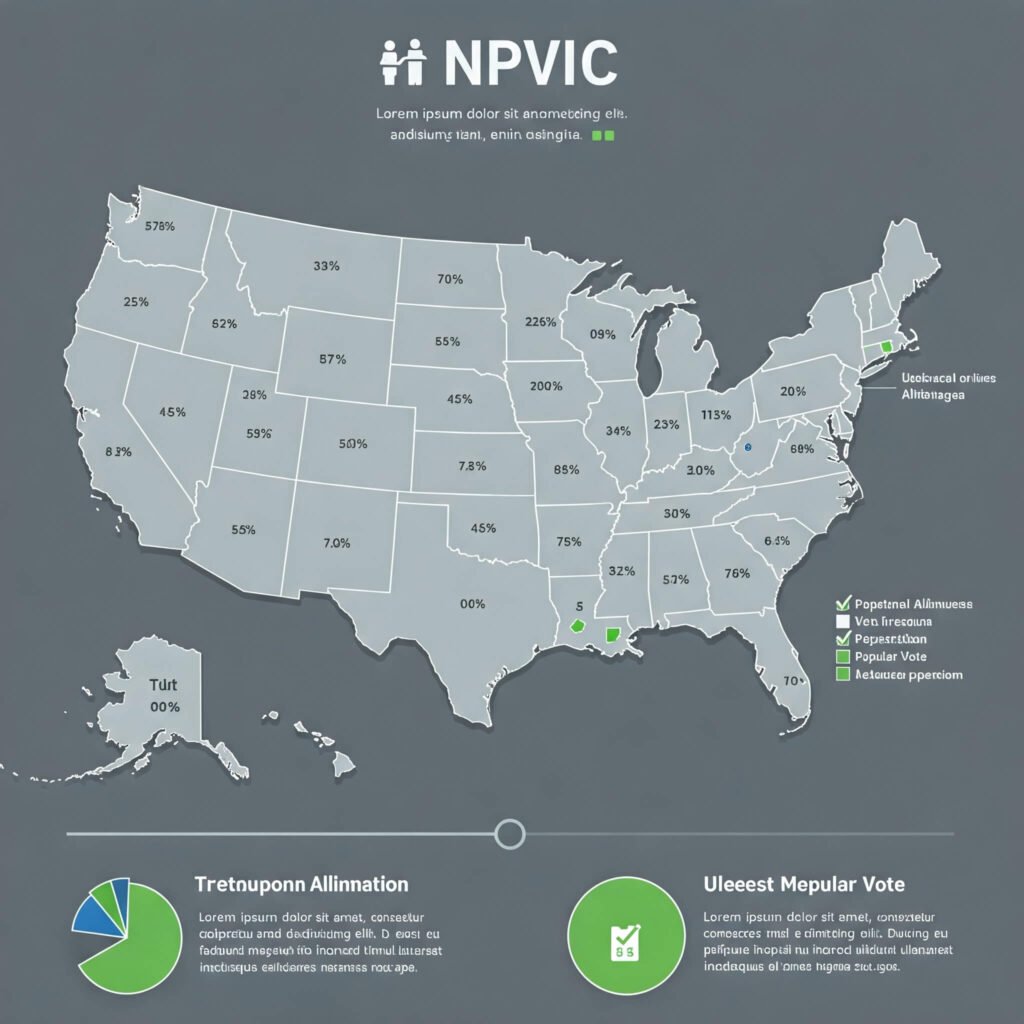 NPVIC states highlighted on US map: Electoral College reform proposals.