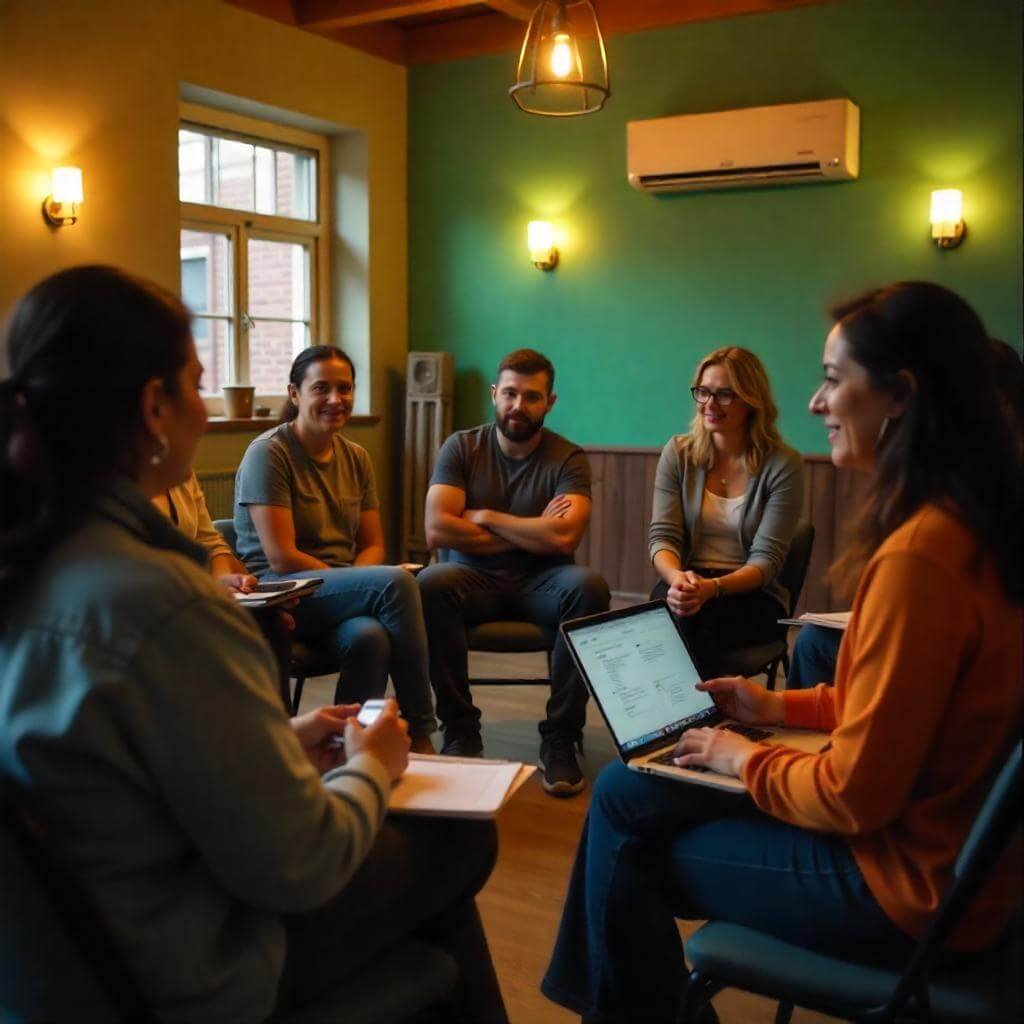 Diverse group of people in a circle