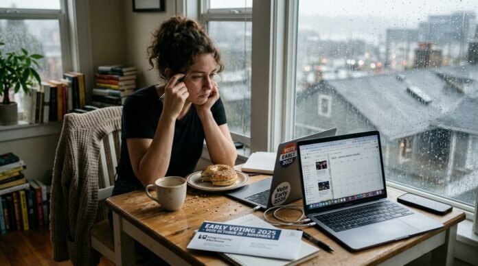 got me all fidgety here in my tiny Seattle walk-up—rain pattering on the window like it's judging my procrastination habits—it's gotta be early voting in 2025.